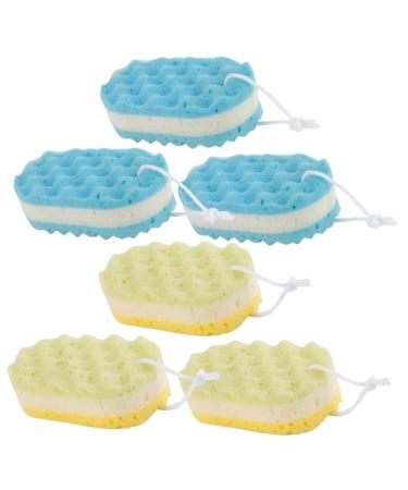 Healeved 6pcs Three Layer Bath Sponge Shower Body Scrubber Dead Skin Remover Bath Shower Loofah Sponge Pouf Loofahs Sponge Shower Exfoliating Sponge Shower Brush Miss Frosted Body Wash