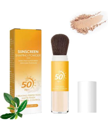 Mineral Sunscreen Setting Powder, Translucent Mineral Brush Powder, Makeup Control Oil Spf 50 Long Lasting Sunscreen Setting Powder for All Skin Types