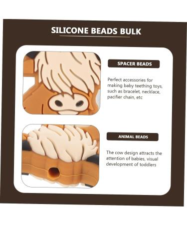 KONTONTY 10pcs Highland Animal Beads Silicone Teether - Light Brown Cartoon Baby Teething Toy - Buy Online on GoSupps.com