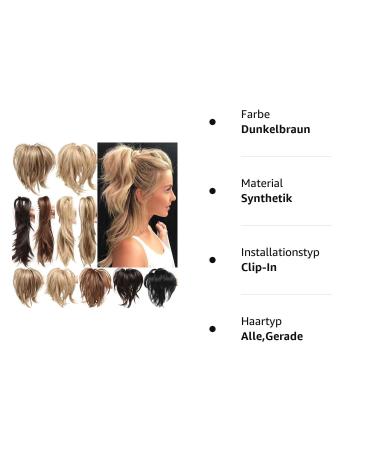 Clip-In Ponytail Hair Extensions - Ombre 30cm Dark Brown Jaw Claw Updo for Women - Buy Online on GoSupps.com