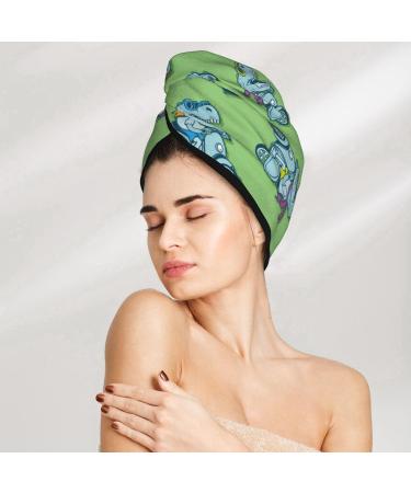 Motorcycle Riding Dinosaur Microfiber Hair Towel - Soft Super Absorbent Coral Velvet Wrap for Women with Long Curly Thick Hair - Buy Online on GoSupps.com