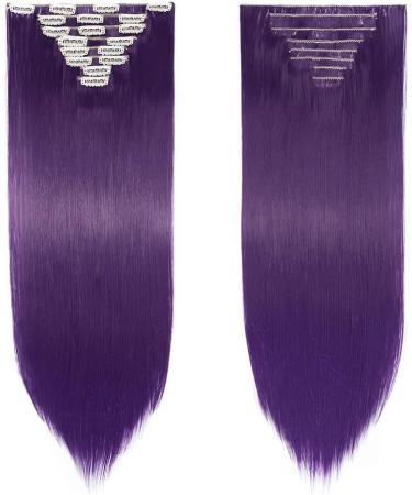 SILK-CO 26 Black-Purple 8PCS Clip in Hair Extensions - 100% Synthetic Straight Hair Piece - 26 Inch Full Head Extension - Buy Online on GoSupps.com