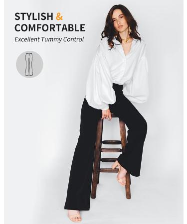 CAMBIVO High Waist Flare Yoga Pants for Women - Black Medium | Workout Leggings with Pockets and Tummy Control - Buy Online on GoSupps.com