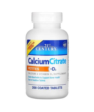 21st Century Calcium Citrate Petites + D3 Coated Tablets - 200 Tablets Pack of 5