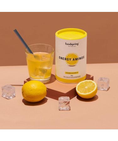 foodspring Energy Aminos Lemon | Plant-Based Pre-Workout Drink with BCAAs & High-Dose Caffeine | 400g - Boost Energy & Performance - Buy Online on GoSupps.com