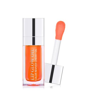 FEIMINI Hydrating Lip Glow Oil  Moisturizing Lip Oil Gloss Transparent Plumping Lip Gloss  Lip Oil Tinted for Lip Care and Dry Lips - Coral