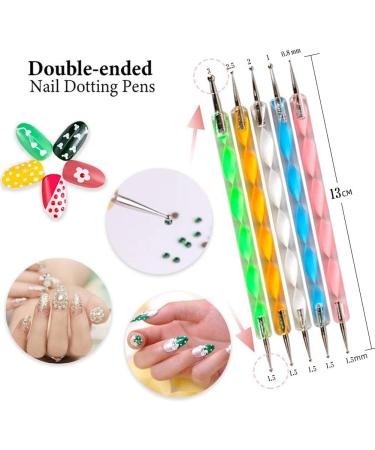 JOYJULY 15pcs Professional Nail Art Brushes Kit & 5pcs Dotting Tool Set - White - Buy Online on GoSupps.com
