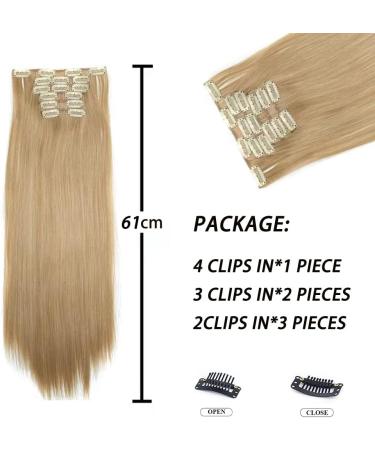 Clip-In Extensions Like Real Hair 6 Pieces 61 cm Hair Extensions with Clips 6 Wefts 16 Clips for Complete Hair Extensions Straight Hair Extensions for Women (27/613) - Buy Online on GoSupps.com
