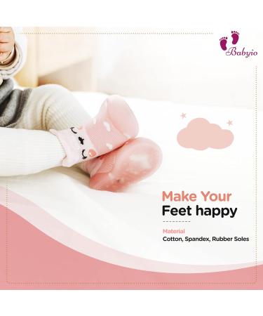 Babyio Anti-Slip Baby Sock Shoes - Soft Cotton Toddler Shoes for Boys & Girls - Pink, 18-24 Months - Buy Online on GoSupps.com