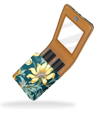 Travel Lipstick Organizer Case | Portable Makeup Bag with Mirror | Vintage Floral Design | Buy Now - Buy Online on GoSupps.com