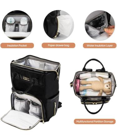 Ziosinm Leather Baby Wrap Backpack | Multifunctional Waterproof Diaper Bag | PU Travel Diaper Backpack - Black - Buy Online on GoSupps.com