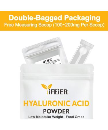 iFEiER Hyaluronic Acid Powder | Low Molecular Weight Food Grade Hyaluronic Acid | 50g(1.76oz) Sodium Hyaluronate Powder | HMW LMW HA | Skin Hydration and Joint Lubrication Supplements - Buy Online on GoSupps.com