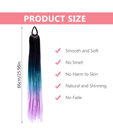 Coloured Hair Extensions 25In Three Color Gradient Ponytail Extensions with Hair Tie 100G Mermaid Ponytail Braiding Hair for Women Girls to Weave Diy Wigs Crazy Hair Day for Kids - Buy Online on GoSupps.com
