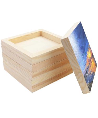 BILLIOTEAM 6 Pack Unfinished Square Wood Panels 6 x 6/15cm x 15cm Blank Wooden Canvas Cradled Painting Panel Boards for Drawing Painting Pouring Wood Burning and DIY Arts Crafts Projects