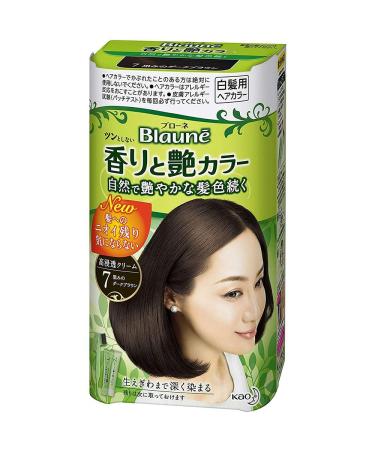 Kao Blaune Fragrance and Gloss Hair Color Cream - 7 Dark Brown (Green Tea Set)