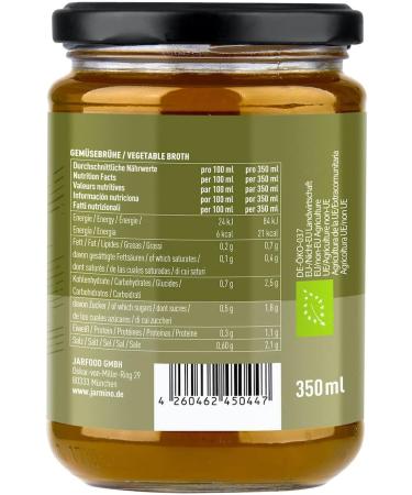  JARMINO JARMINO Vegetable Stock (6 x 350 ml) | Organic Vegetable Bouillon without additives | Vegan stock ideal for healthy cooking - Buy Online on GoSupps.com