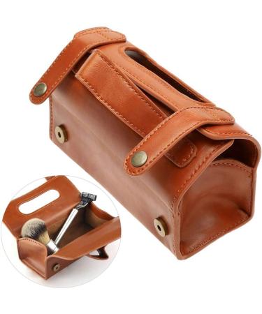 Hapivida Leather Shaving Bag | Vintage Mens & Unisex Toiletry Kit | Portable Travel Cosmetic Bag for Razor & Brush - Buy Online on GoSupps.com