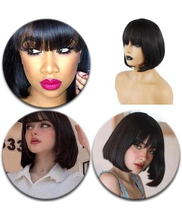 Black Bob Wig with Fringe - Short Synthetic Hair Wig for Women | Perfect for Parties, Cosplay & Costumes - Buy Online on GoSupps.com