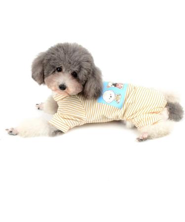 Ranphy Cotton Striped Dog Pajamas - XL Cartoon Hoodie Jumpsuit for Small Dogs | Cozy Pet Overall in Yellow - Buy Online on GoSupps.com