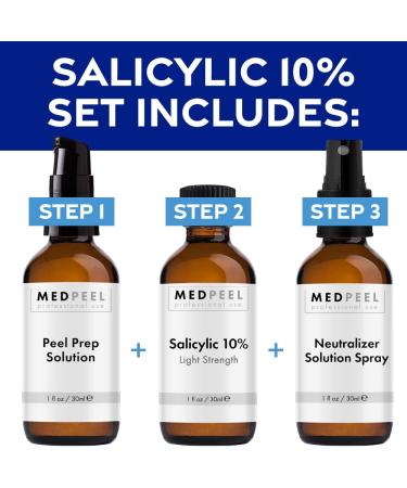 MedPeel Salicylic Acid 10% Peel Kit - Professional Chemical Exfoliation for Beginners | 3-Pack 1oz Each - Buy Online on GoSupps.com