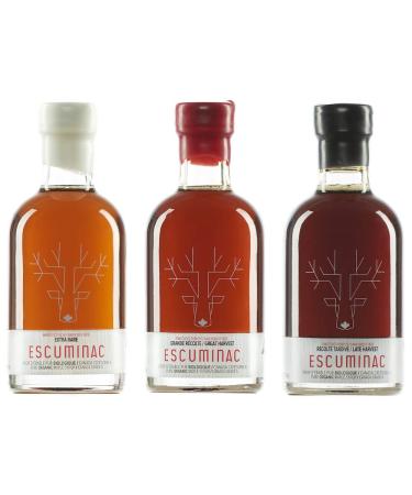 Escuminac Maple Syrup Gift Set, Including our 3 Harvests Extra Rare, Great Harvest and Late Harvest. 3 X 6.8 fl oz 100% Pure, USDA Organic, Single Origin, Holiday Gift, Product of Quebec, Canada 6.8 Fl Oz (Pack of 3)