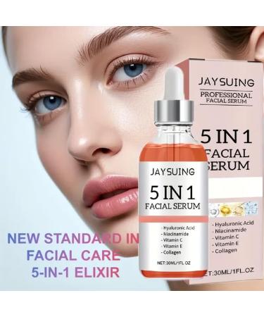 JAYSUING Collagen serum 5in1 facial treatment with hyaluronic acid collagen niacinamide vitamins C and E porereducing hydration formula suitable for all skin types nonirritating alcoholfree - Buy Online on GoSupps.com