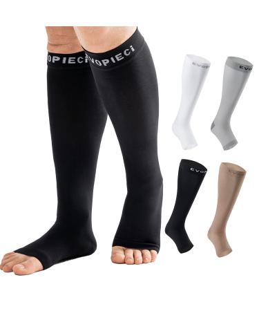 15-20mmHg Open Toe Compression Socks Black Tall Toeless Compression Socks for Reduce Swelling and Alleviates Varicose Veins TALL-XXL