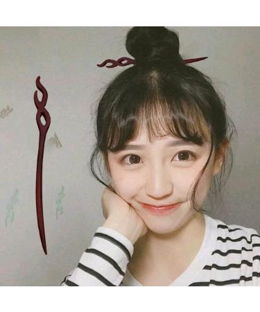 Vintage Chinese Hairpins - 6 Wooden Hair Clips Stylish Hair Sticks for Women & Girls - Red - Buy Online on GoSupps.com