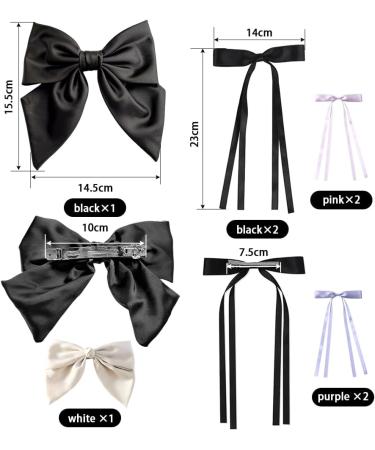 Svitzoot Set of 2 Hair Clips with French Bow + 6 Pieces Duck Bill Bow Hair Clip French Hair Clips for Girls Elegant Satin Hair Band Hair Bow with Thin Bands - Buy Online on GoSupps.com