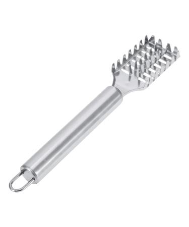 Fish Scaler Brush Fish Scale Remover Stainless Steel Handle Fish Scale Scraper Shaver Fish Cleaning Tool Silver