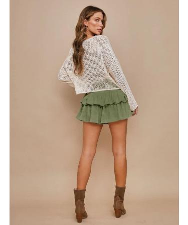 LAEMILIA Womens Floral Print Flared Mini Skater Skirt | Elastic Waist & Drawstring | Green | Size S - Buy Online on GoSupps.com