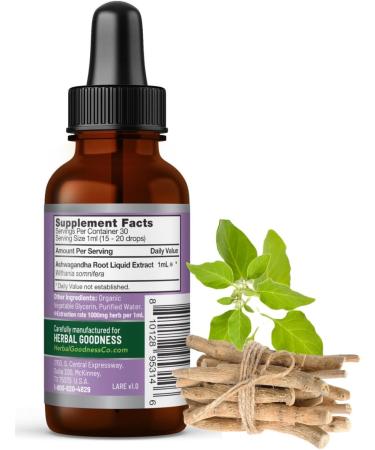 Ashwagandha Root Extract | Organic Ashwagandha Supplements for Women & Men | Natural Calm Mood Support Supplement | Non-GMO Vegan Adaptogenic Fast Absorption Liquid Drops 1 fl. oz - Buy Online on GoSupps.com
