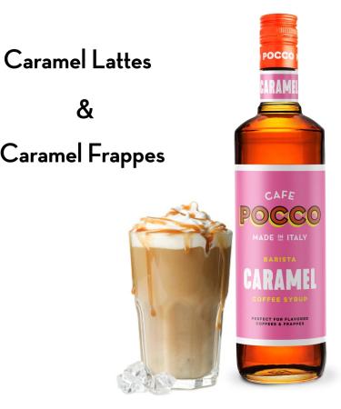 Cafe Pocco Premium Caramel Syrup - 750ml Glass Bottle with Reusable Pump | 10ml Pump Included | 1 Pack - Buy Online on GoSupps.com