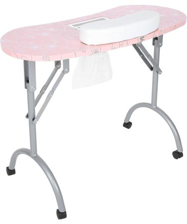 BYERZ BYERZ Pink Folding Manicure Table Professional Nail Art Station with Dust Collector and Hand Pillow - Buy Online on GoSupps.com