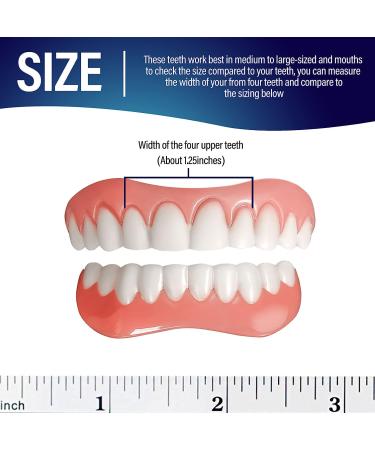2 PCS Dentures Teeth for Women and Men - Comfortable Dental Veneers for Upper and Lower Jaw - Natural Temporary Fix for Confident Smile - Buy Online on GoSupps.com