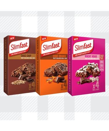 AETN Creations 3 Packs Slim Fast Choc Orange Rocky Road & Chocolate Chip Meal Replacement Bars Meal Planner Diet Bars - Buy Online on GoSupps.com