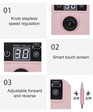 CYzpf Electric Nail Drill Machine Professional Adjustable Nail Drill for Acrylic Nails with Metal Drill Gel Nails Removing Shaping Buffing for Home Salon Use Pink One Size - Buy Online on GoSupps.com