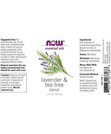 Now Foods Lavender & Tea Tree Oil 1 oz - 100% Pure Essential Oil for Relaxation & Skin Care | Fast International Shipping - Buy Online on GoSupps.com