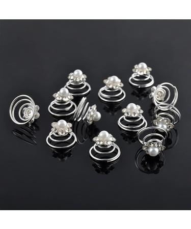 24 Pcs Spiral Hair Pins Bridal Hair Clips Crystal Pearls Swirl Hair Accessories - Gold & Silver | Wedding Party Hair Twists Coils - Buy Online on GoSupps.com
