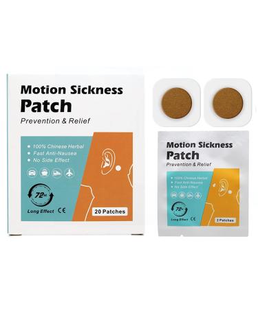 20 Count Motion Sickness Patch for Car and Boat Rides, Cruise and Airplane Trips - Relieves Nausea, Dizziness & Vomiting from Seasickness, Fast Acting and No Side Effects 20 Count (Pack of 1)