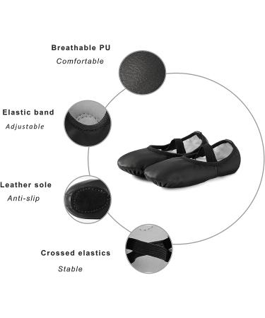 VICVIK Leather Ballet Shoes for Girls - Black, Full Sole Dance Shoes for Toddler/Kids - Buy Online on GoSupps.com