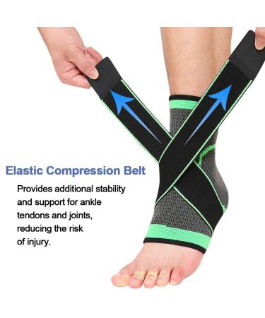Beister 1 Pair Ankle Brace Compression Support Sleeve for Women and Men Elastic Sprain Plantar Fasciitis Foot Socks for Injury Recovery Joint Pain Achilles Tendon Heel Spurs L (Pack of 2) Gray & Black - Buy Online on GoSupps.com