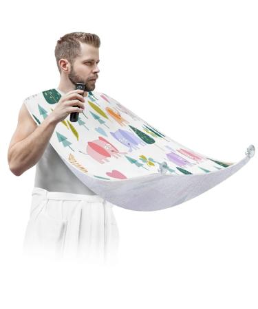 Elephants Tree Beard Bib Apron Beard Bib Hair Catcher for Men Shaving and Trimming Non-Stick Waterproof Beard Cape Grooming Cloth with 2 Suction Cups Gifts for Men