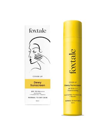 Fox tale Dewy Sunscreen SPF 70 PA++++ Niacinamide + Vitamin E For Normal to Dry Skin 50ml