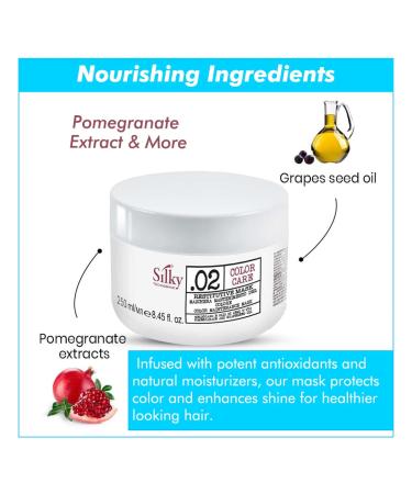 02 Organic Restitutive Hair Mask - Deep Moisturizing & Hydrating Hair Color Mask with Pomegranate Extract for Dry & Treated Hair - 250ml - Buy Online on GoSupps.com