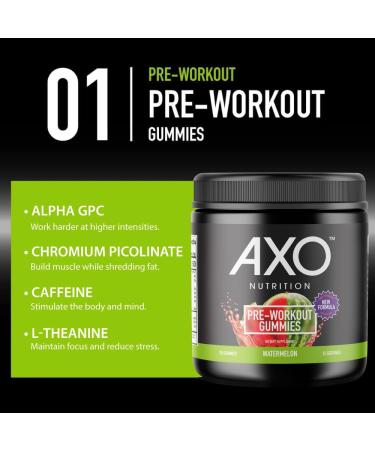 Pre-Workout Energy Gummies - Watermelon Flavor | 75 Vegan Non-GMO Gluten-Free Gummies with Caffeine & Alpha GPC - Buy Online on GoSupps.com