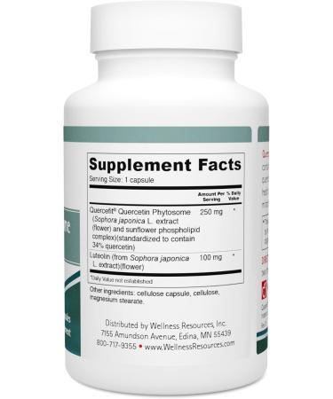Wellness Resources Quercetin Phytosome 250 mg with Luteolin 100 mg Mast Cell Stabilizer & Natural Histamine Support for Seasonal Allergies NAD Support and Neuroprotective Supplement (60 Capsules) - Buy Online on GoSupps.com