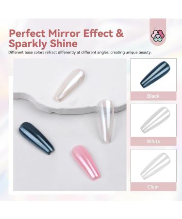 Saviland Trendy Chrome Nail Powder 1g - White Pearl Mirror Effect Pigment for DIY Manicures at Home or Salon - Buy Online on GoSupps.com