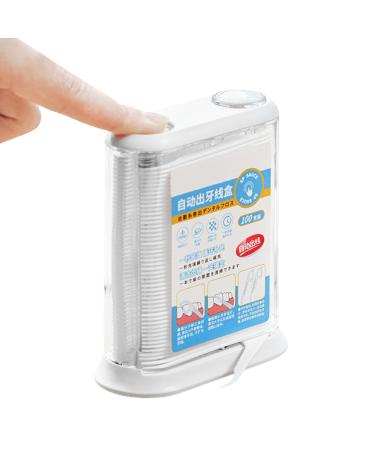 Xeihuul dental floss dispenser for on the go pop-up tooth-floss dispensing automatic dental stick organizer-refillable portable dental floss dispenser transparent case for dental sticks for