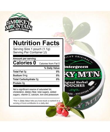 Smokey Mountain Wintergreen Pouches - Tobacco & Nicotine Free - 10 Can Box (15 Pouches Per Can) - Buy Online on GoSupps.com